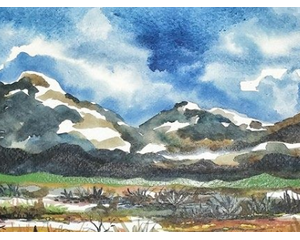 Landscape Original Chris Wakefield Watercolor Painting "The Flats"